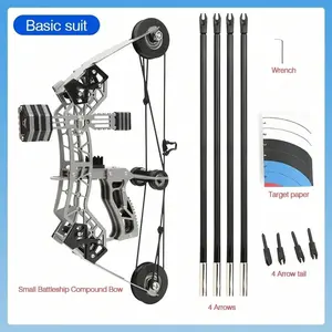 10.2-inch stainless steel mini composite bow, small arrows, suitable for beginner archery practice Small Pulley Bow And Arrow Sports Outdoor Mini Bow And Arrow Short Axis Bow Indoor Target Shooting Competitive Shooting Set