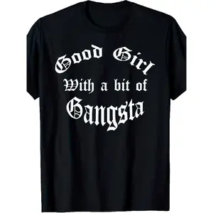Nice Girl with a Touch of Gangster Style Vintage English T Shirt, PLUS SIZE