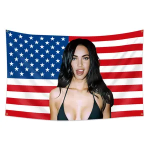 1pc, A Female Model Actresses 01 USA Flag Banner, 3x5ft (90*150cm), 4 Grommets, Single-Sided Printing, for Indoor, Outdoor, Activities, Dorm, Yard, Home, Garden, Bedroom, Man Cave, Party, Decoration