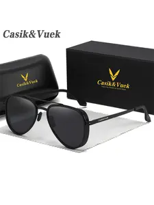 Casik&vuek Full Frame Metal Classic Unisex Fashion Polarized Lightweight Sunglasses, Casual Style, All Seasons, Decorative Lens