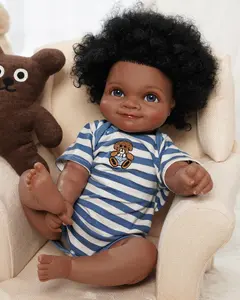 VACOS Realistic Reborn Baby Dolls Black Boy 20 Inch African American Newborn Boy Doll Lifelike Soft Cloth Body Christmas Birthday Gift For Kids Age 3+
