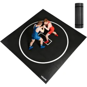 VEVOR Wrestling Mat, Martial Arts Thick Mat for Home Gym Exercise, PVC or Inflatable Training Mats with Circles, for Gymnastics, Tatami, Jiu Jitsu BJJ MMA Judo, BlackVEVOR Super Brand Day