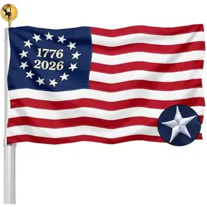 Embroidered 1776 250 Anniversary USA Flags 3x5 Outdoor- Betsy Ross American 2026 Flag Heavy Duty Nylon Embroidered Stars Sewn Stripes 250th Commemorative for Outside