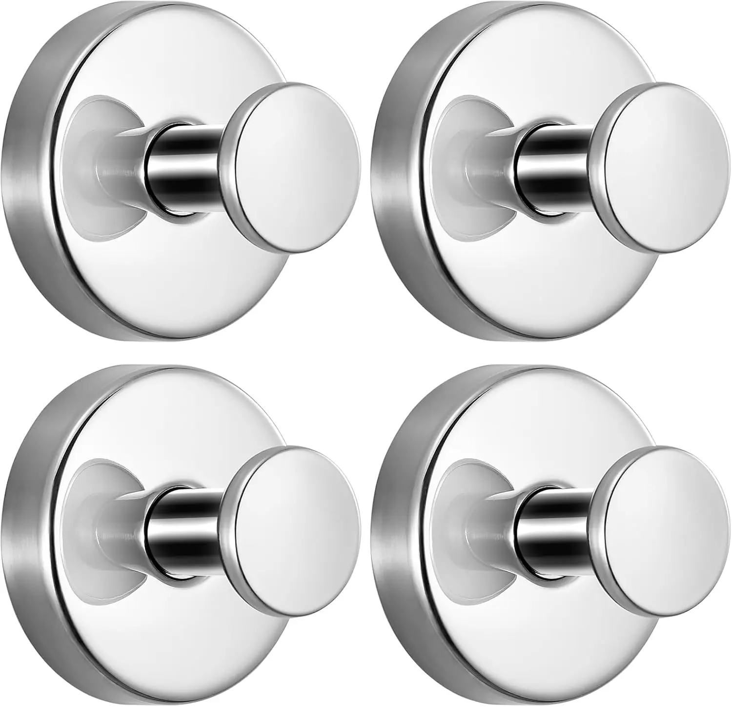 Bathroom 4-Piece Stainless Steel Reusable Suction Cup Towel Hooks, No-Drilling Wall Mount Holder with Mark-Free Vacuum Installation, Keeps Space Organized for Bath Towels, Kitchen Utensils