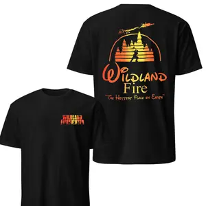 Wildland Firefighter Hottest Place On Earth Shirt | Vintage Sunset Forest Fire Graphic Tee | Premium Cotton Apparel - Heroic Woodsman Gift Idea