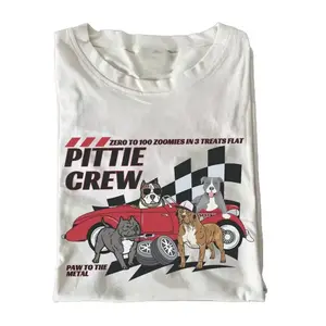 Pitbull Pit Crew T-shirt, Vintage Graphic Tee, Pitbull Tshirt, Unisex Cotton Crewneck T-Shirt - Medium, Short Sleeve, Casual Streetwear Printed Tee Menswear Top