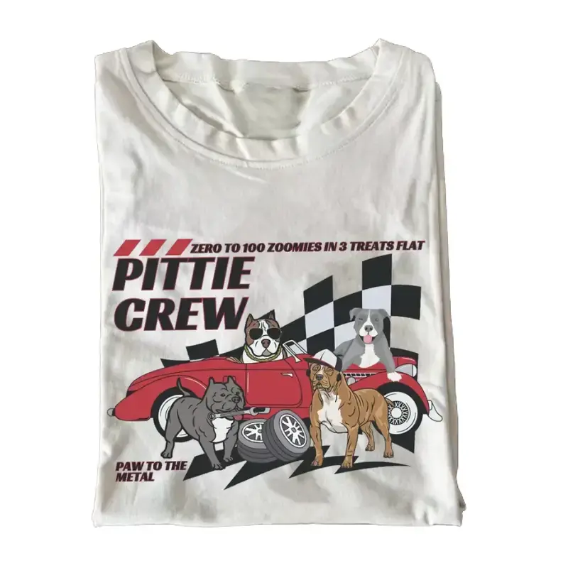 Women's Clothes Vintage Pitbull Graphic Unisex Cotton Crewneck T-Shirt - Medium, Short Sleeve, Casual Streetwear Women's Top
