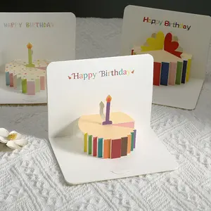 3D Pop-up Greeting Card with Creative High-end Design, Simple Foldable Cake, Colorful Cake Blessing Card