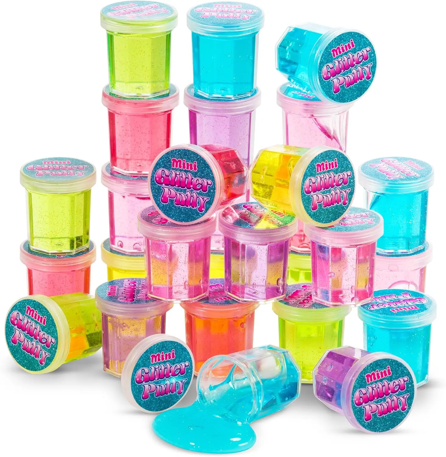 Summer Spring Gift Mini Glitter Putty - (Bulk Pack of 48) Mini Slime for Kids Party Favors in Assorted Neon Rainbow Colors for Birthday Party Favor, Fidget Toys, and Prizes