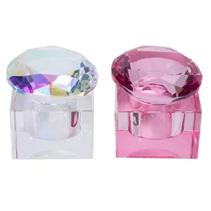 1pc Diamond Shape Crystal Cup, High-Grade Gradient Cleaning Cup, Transparent Glass Jewelry Holder, Home Jewelry Organizer, Premium Wash Pen Cup