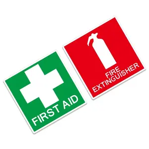 10x10cm Fire Extinguisher&First Aid Safety Sign Car Stickers Bumper Window Body DIY Decor Vinyl Decals Auto Tuning Accessories Decal for Cars