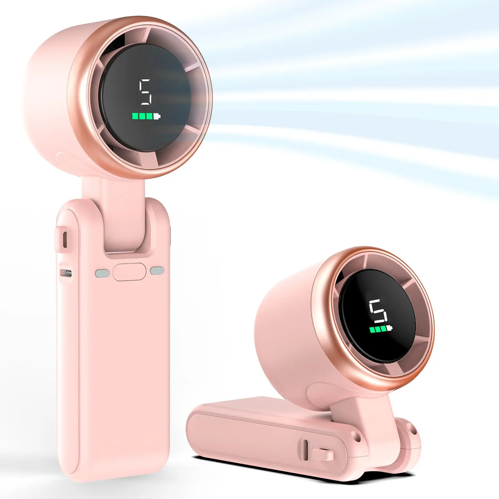 Portable 3-in-1 Air Turbo Tech Fan (Hanging Neck, Handheld,Desktop) | 5-Speed Wind, High-Quality Materials, LED Digital Display, 5000mAh Rechargeable