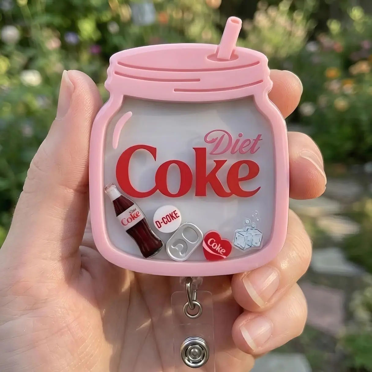 Diet Coke Shaker Badge Reel, Retractable ID Badge for Nurse Teacher, Soda Lover Gift, RN Badge Reel, Diet Soda Lover Shaker Badge Holder