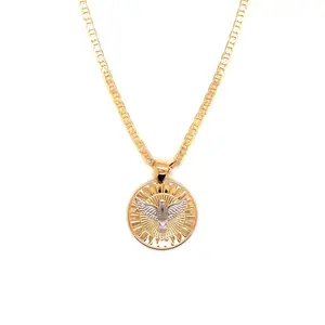 Men's Gold Filled Mariner Chain Necklace with Holy Spirit Pendant