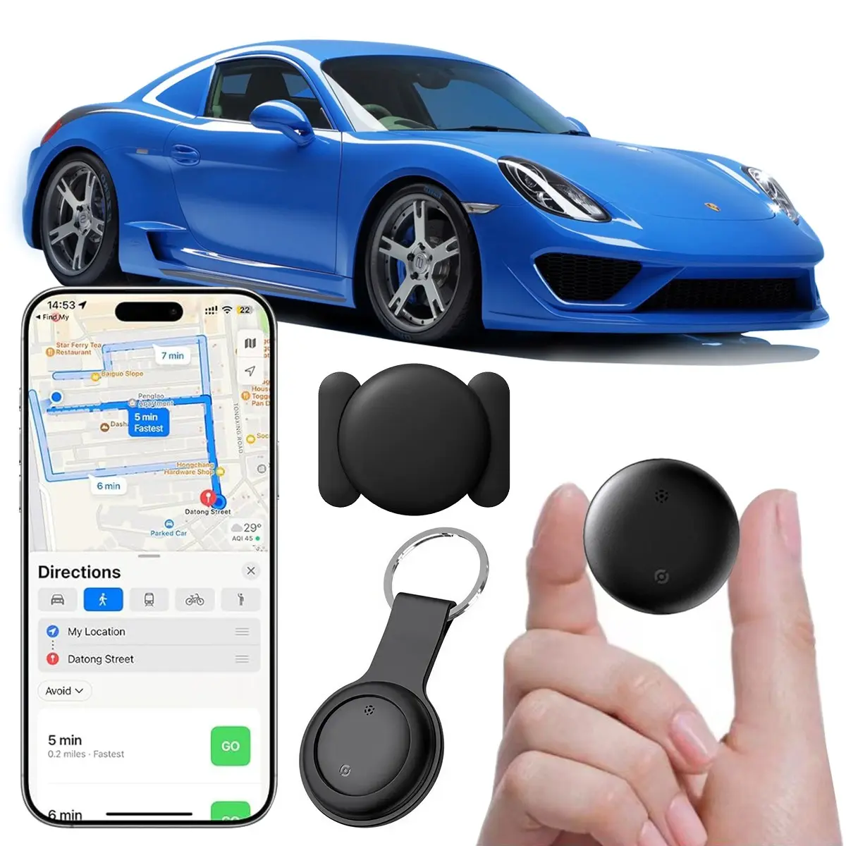 Car GPS Tracker, Car Anti-lost Locator, Anti Theft Tracking, Global Car GPS Tracker, Application Car Vehicle Tracker, Durable Built In GPS Device for Car, Wallet, Pet, Luggage, Find My Integration, Smart GPS Tracker, GPS Tracking Device