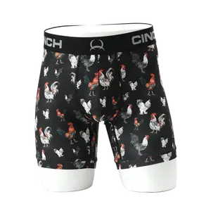 Cinch Men's 6" Rooster Print Black Boxer Brief MXY6002032