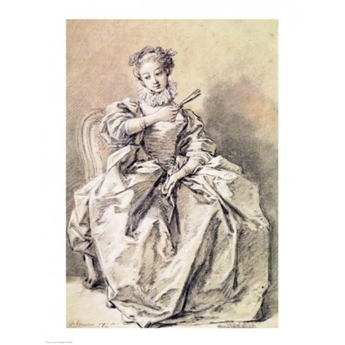 Francois Boucher Artistic Spanish Costume Woman Wall Photo Poster Print - 24x36 in. Large Home Decor, Ideal Gift for Room Decoration, Tape