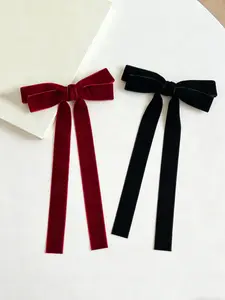 2pcs Autumn Winter Vintage Elegant Velvet Bow Hair Clips, Versatile Draped Butterfly Knot Hair Accessories for Daily Use and Parties