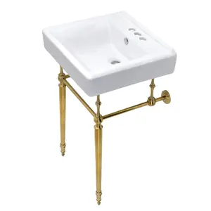 Edwardian 20" x 18" Console Sink with Brass Legs Edwardian 20" x 18" Console Sink with Brass Legs