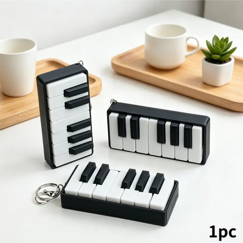 3D Printed Piano Key Pendant, Press-To-Relax Piano Pendant, Trendy Decorative Gift, Key Ring, Fidget Keychain