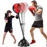 Freestanding Height-Adjustable Punching Bag (43"-63") with Sturdy Base - 1 x Punching Bag, 360° Rebound Hit, Boxing Gloves Pair, Pump, Speed & Reflex Trainer, Fits Kids/Adults for Fitness & Stress Relief