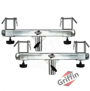 GRIFFIN T Bar Adapters for Lighting Truss Stands (2)| Triangle or Square Trussing Bracket Mounts for Light Cans & DJ Booth Kit | Pro-Audio Effects Stage Hardware Holder | Music Equipment Gear Platform