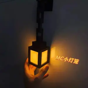 MC 3D Printed Pixel Torch Lamp Night Light Game Peripheral Ambient Lamp Creative Toy Mini Handheld Lantern Gamer Room Decor Gift