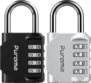 2 Pack Combination Lock 4 Digit Locker Lock Outdoor Waterproof Padlock for School Gym Locker, Sports Locker, Fence, Toolbox, Gate, Case, Hasp Storage (Silver & Black)