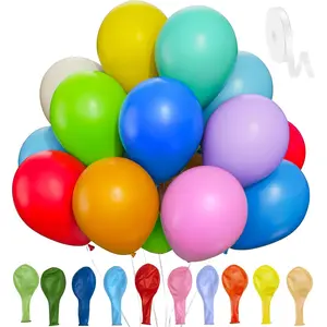 100 Pack Balloons Assorted Color 12 Inches Rainbow Latex Balloons, 10 Bright Color Balloon Arch Kit, for Birthday Shower Wedding Party Decorations