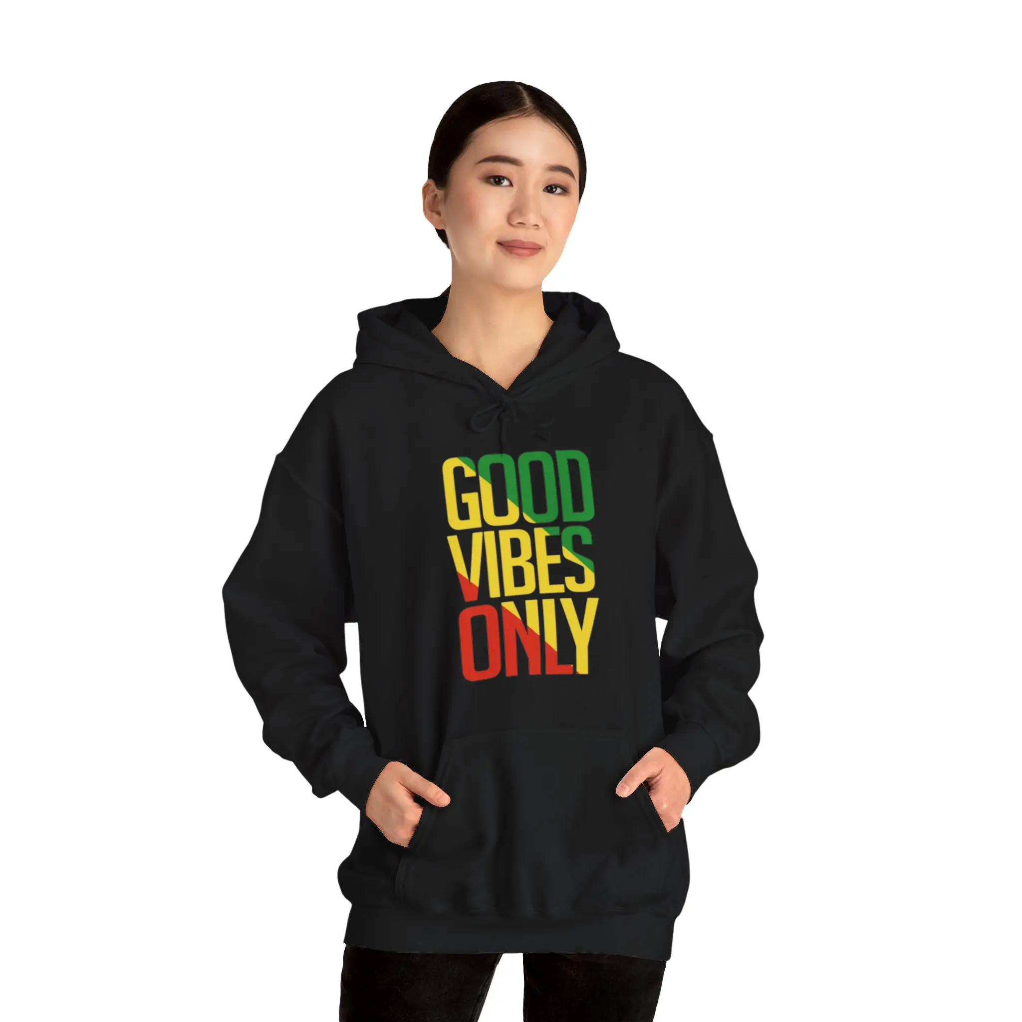 Gildan Unisex Classic Good Vibes Only Hoodie, Heavy Blend Cotton/Polyester Fabric