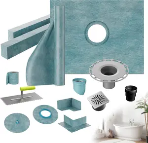 Shower Curb Kit - 38" x 60" Shower Tray with Complete Shower Kit, 4" PVC Central Flange,Center Shower Pan, 2 Cuttable Shower Curbs, Waterproofing Membrane, Corners & Trowel Fit For Bathroom