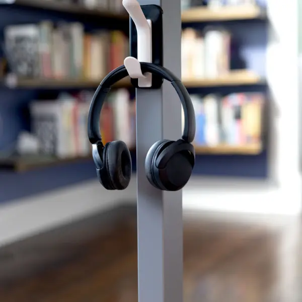 MagnetPlus Metal Magnetic Wall-Mounted Organiser - 2-Headphone/Utility Hooks, Office Wall Mounted Hanger, SKU 92522, Extra Strong Magnet, Repositionable, Universal Fit, No Installation Needed, Secure Placement