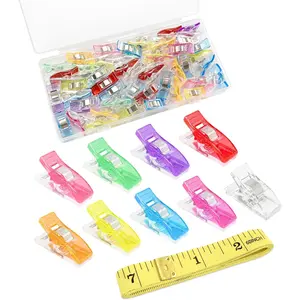 45 Pack Multipurpose Sewing Clips for Quilting and Crafts, Sewing Supplies for Binding. Assorted Colors and 1 Tape Measure