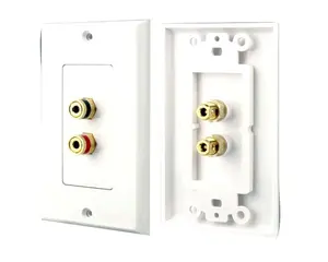 Wall Plate for Speaker Connection, Gold-Plated Terminals, White