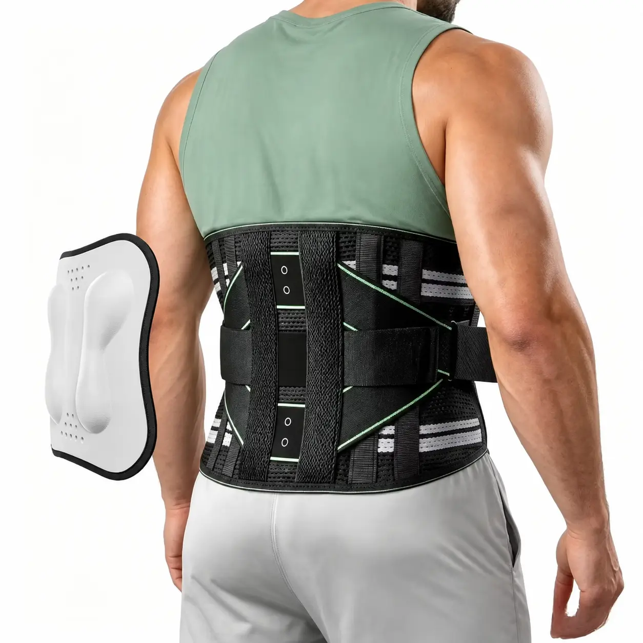 Adjustable Sports Waist Support Belt with 3D Lumbar Pad, Breathable Mesh & Dual Straps for Men and Women, L/XL