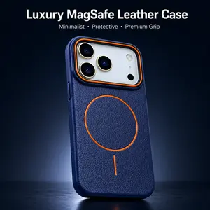 Luxury MagSafe iPhone Case with Lychee Texture, Non-Slip Shockproof Cover for iPhone 17/16/15/14/13/12promxs