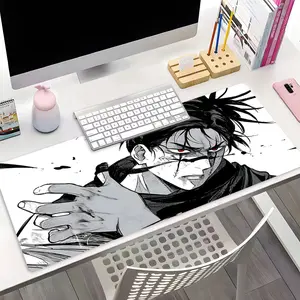 Cool Anime Bloody Warrior Large Gaming Mouse Pad, Desktop Protective Pad, Desk Accessories, Washable Rubber Pad Non-Slip Lock Edge Multi-Size Mouse Pad Suitable For Home Office, Good Gift for Family and Friends