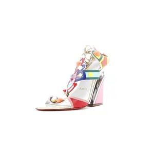 Pre-owned Christian Louboutin Womens Papagaya Levita Wedge Sandals Leather by Rebag