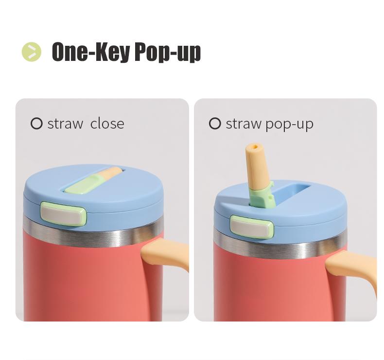 40 oz Stainless Steel Tumbler with Insulated Vacuum Cup - Flip Straw Mug with Leak-Proof Lid, Handle. One-Click Drinking Water Bottle, Car-Friendly for All Day Hot & Cold, 2026 NewYear Gifts