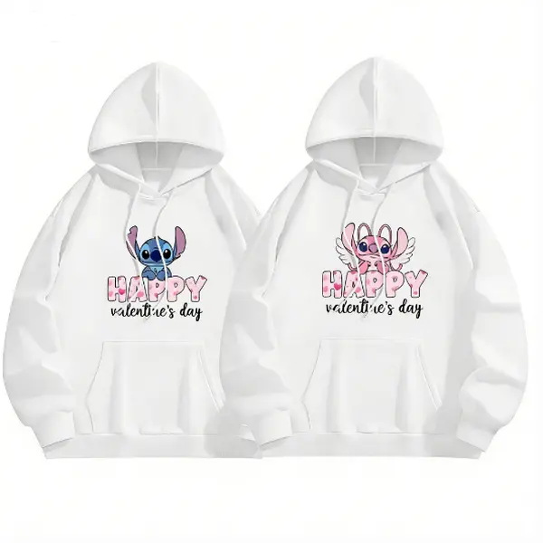 Disney Stitch Valentine's Day Hoodie Special Edition Perfect Gift for Boyfriend or Girlfriend Ideal for Matching Couple's Outfits Charming Design
