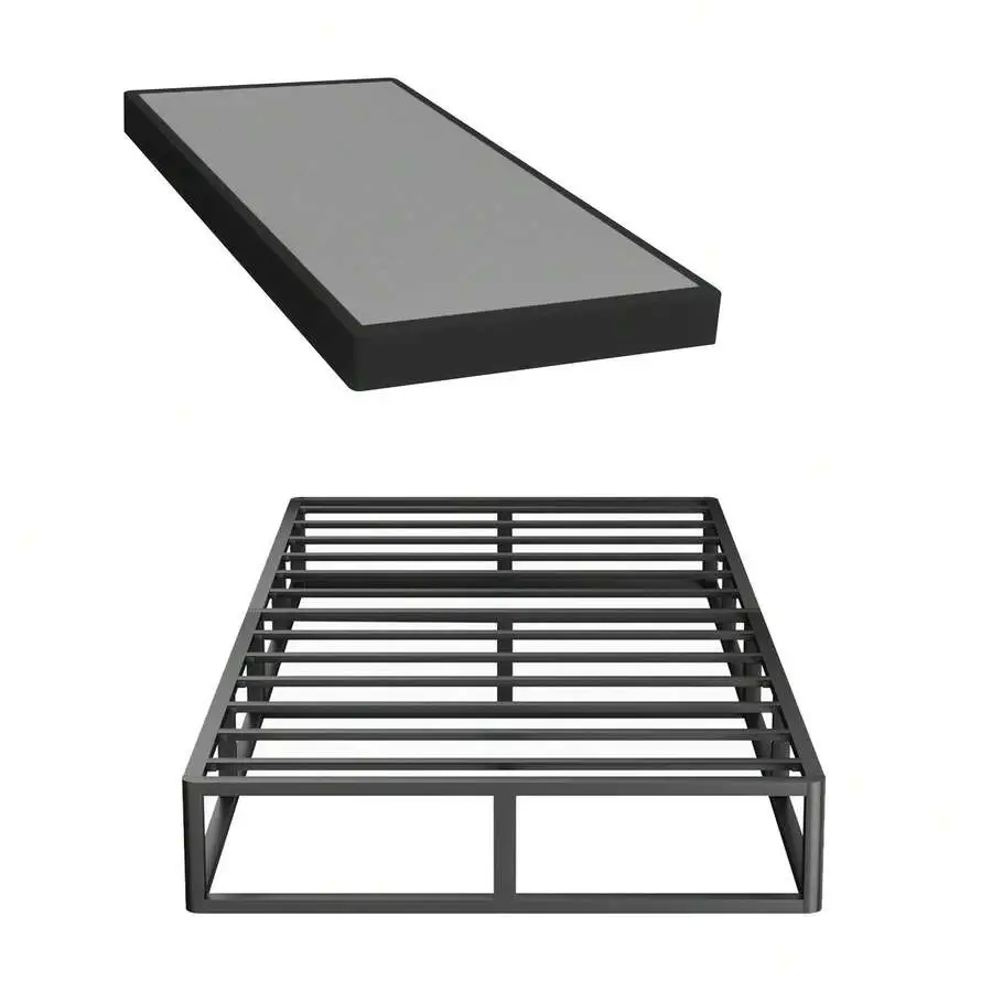 Queen Size 10-Inch Box Spring Mattress Foundation, Heavy-Duty Metal Bed Base, 5-Inch Profile, 3000 lbs Weight Capacity, Anti-Noise, Non-Slip, Assembly Required