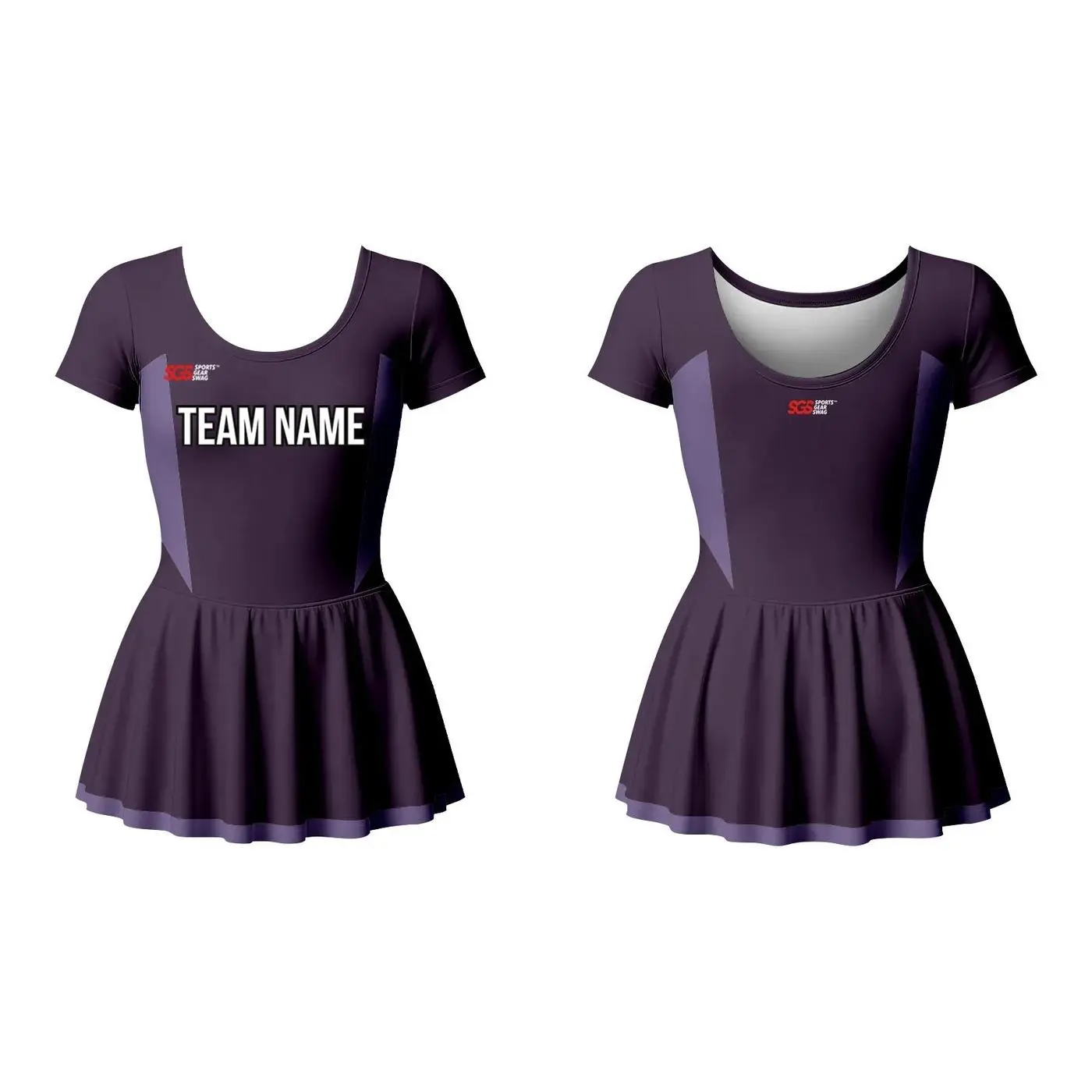 Custom Women Short Sleeve Skirted Leotards Dance Uniform Solid Charm