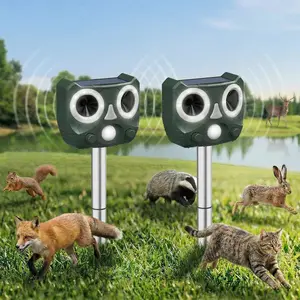 2026 Upgraded Solar Ultrasonic Animal Repellent Outdoor, Cat Squirrel Deer Repellent Devices with Waterproof Animal Deterrent for Garden Yard Farm