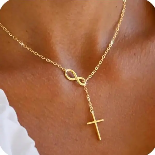 FREEKISS Cross Necklaces For Women Non Tarnish Dainty Cubic Zirconia Pendant Necklace For Women Trendy Simple Cross Charm Necklace Waterproof Jewelry For Fashion homeessentials