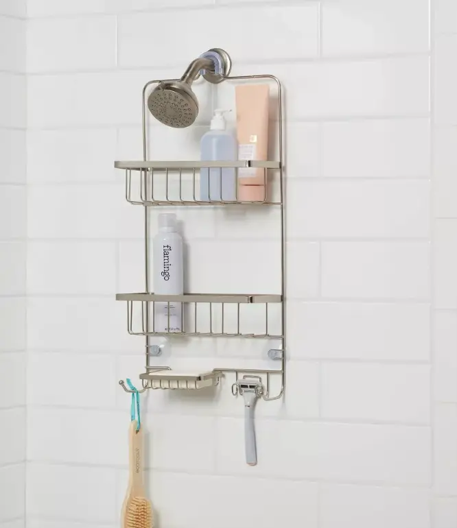 Black Shower Caddy Hanging Shower Organizer with Hooks, Rust Resistant Bathroom Shower Storage Shelf for Shampoo Soap & Toiletries