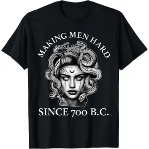 🌞💧[Graphic Tee][100%cotton]Making Men Hard Since 700 B.C.Funny Feminist Medusa Graphic T-shirt – Novelty T-shirt for Men & Women, Ancient Greek Mythology Design, Casual Streetwear, Cotton Moisture-Wicking Crew Neck, Short Sleeve Tee for All Ages