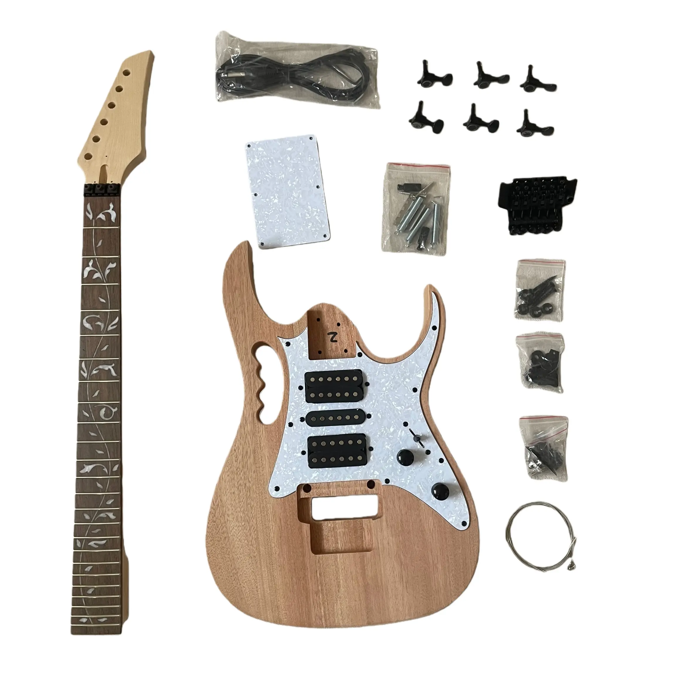 Double Swing DIY Electric Guitar Kits Mahogany Body& Neck Rosewood Fingerboard