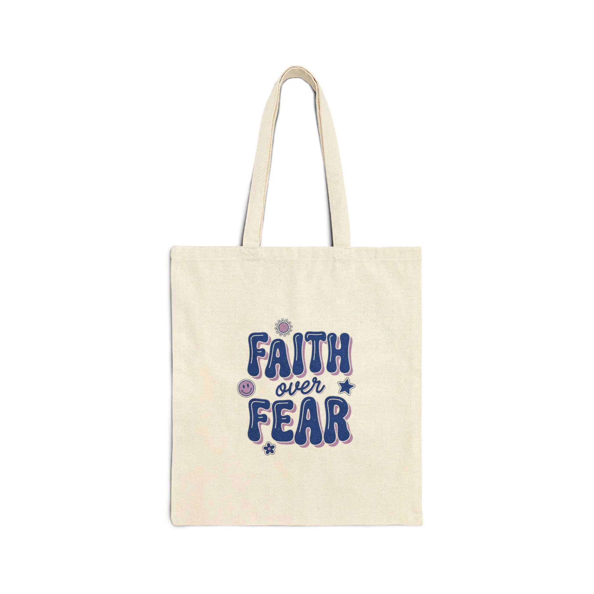Faith Over Fear Tote | Christian faith tote, playful scripture design