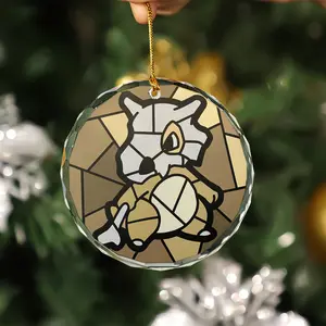 Personalized Cubone Poké Glass Ornament, Poké Christmas Tree Decoration, Decor Home, 2D Flat