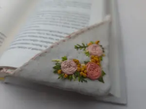 Handmade Embroidered Corner Bookmark
